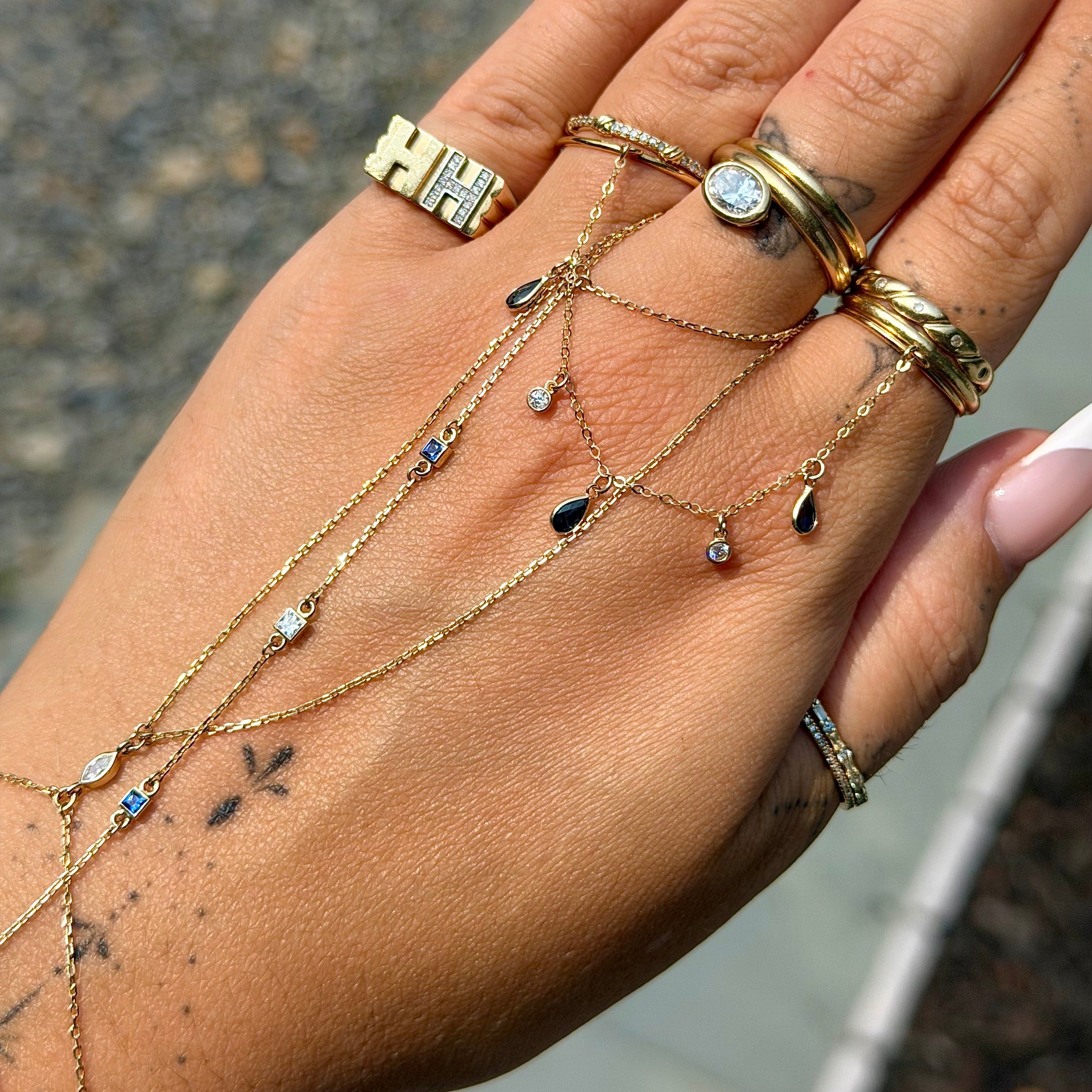 Gemstone Finger Chain