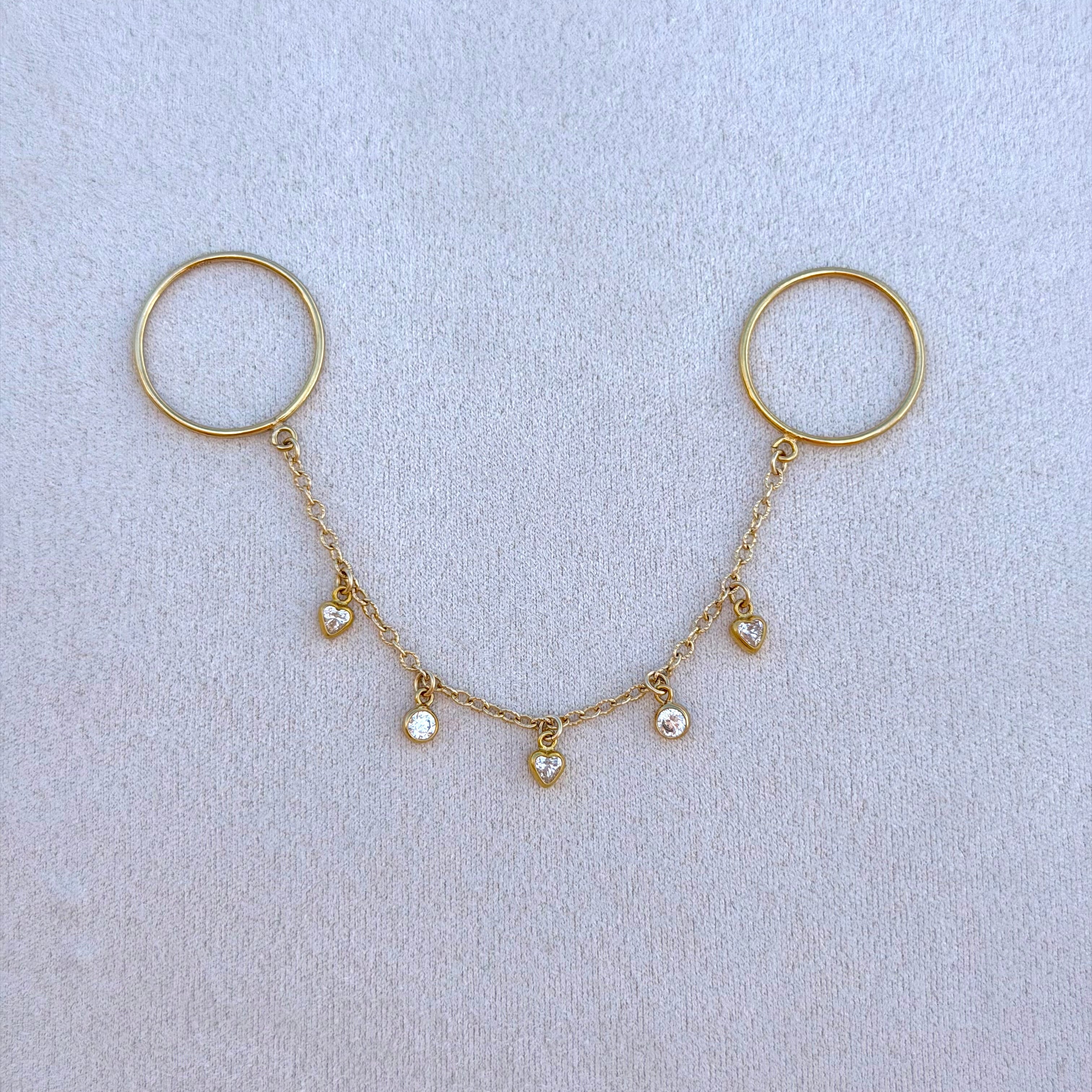 14k Gold-Filled Heart Finger Chain