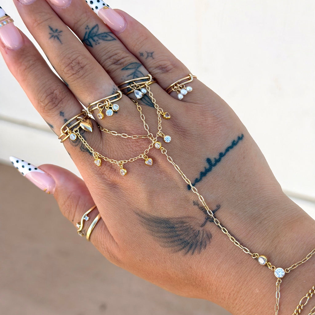 14k Gold-Filled Double CZ Handchain