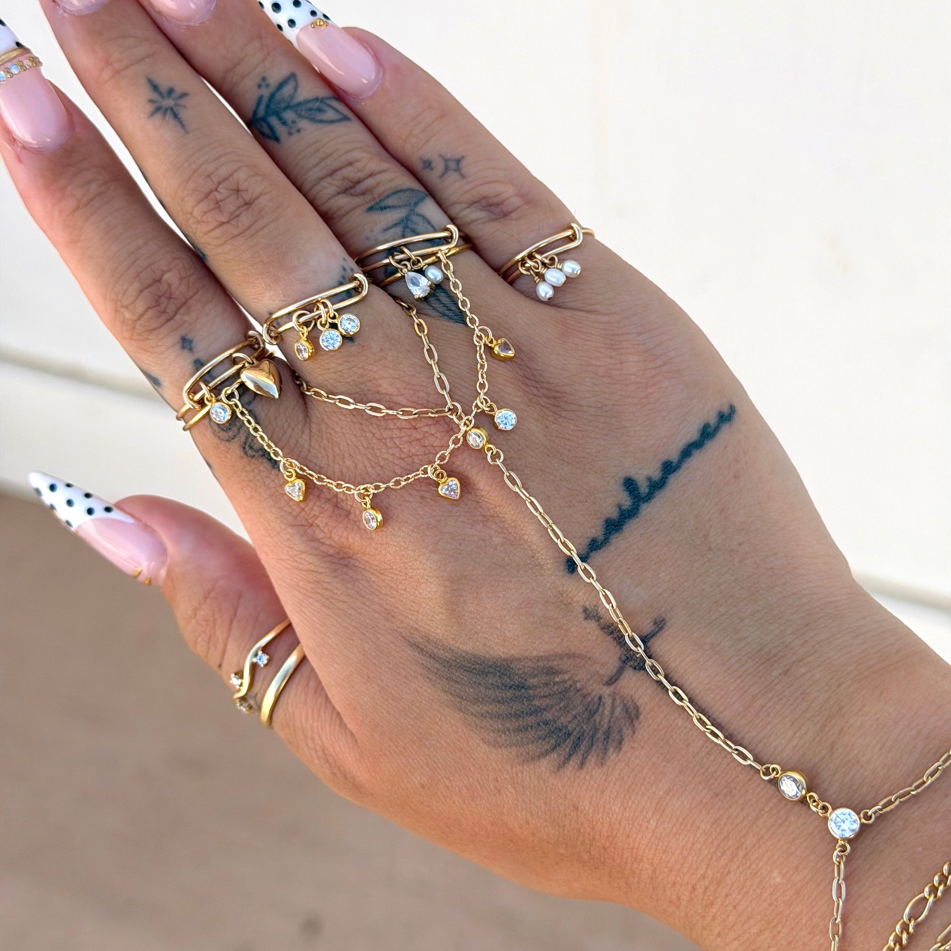 14k Gold-Filled Double CZ Handchain