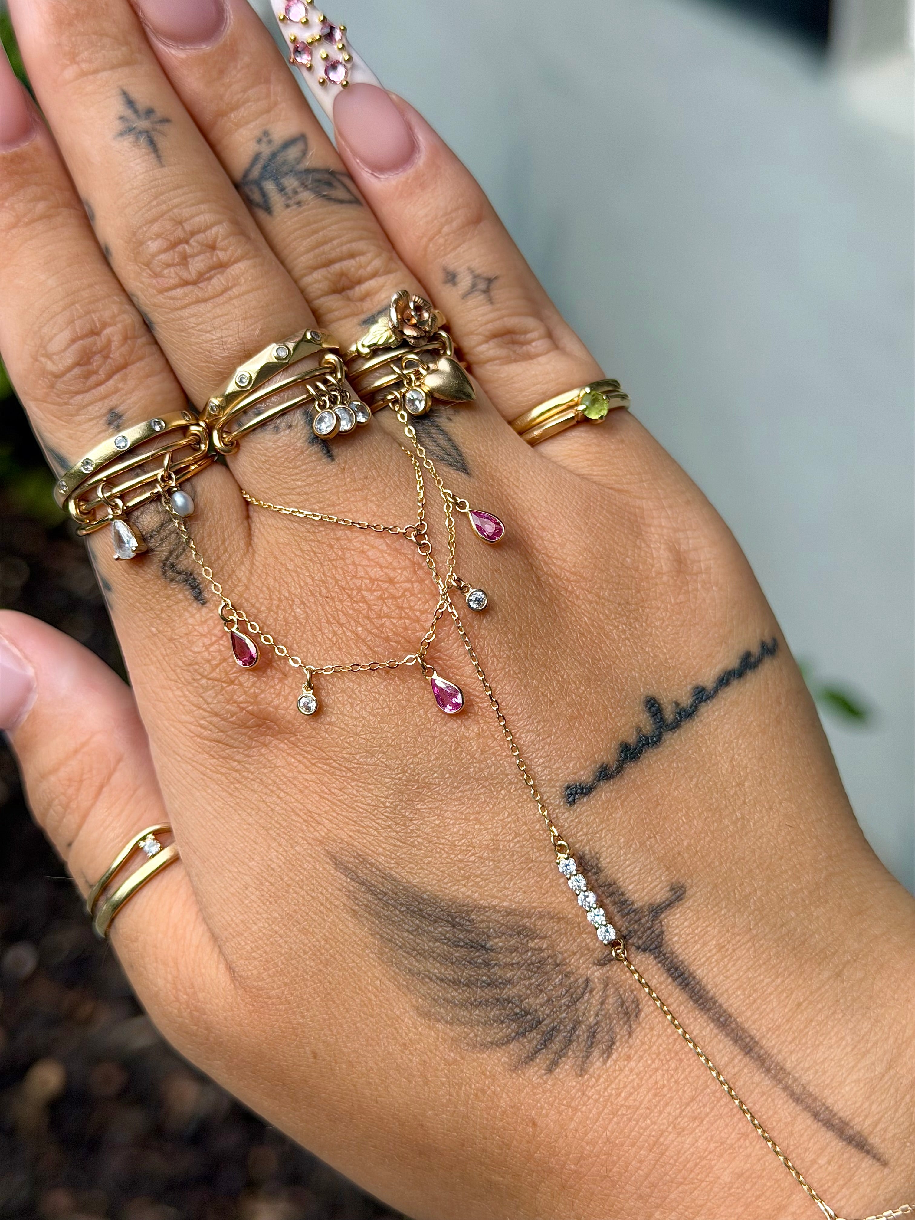 Gemstone Finger Chain