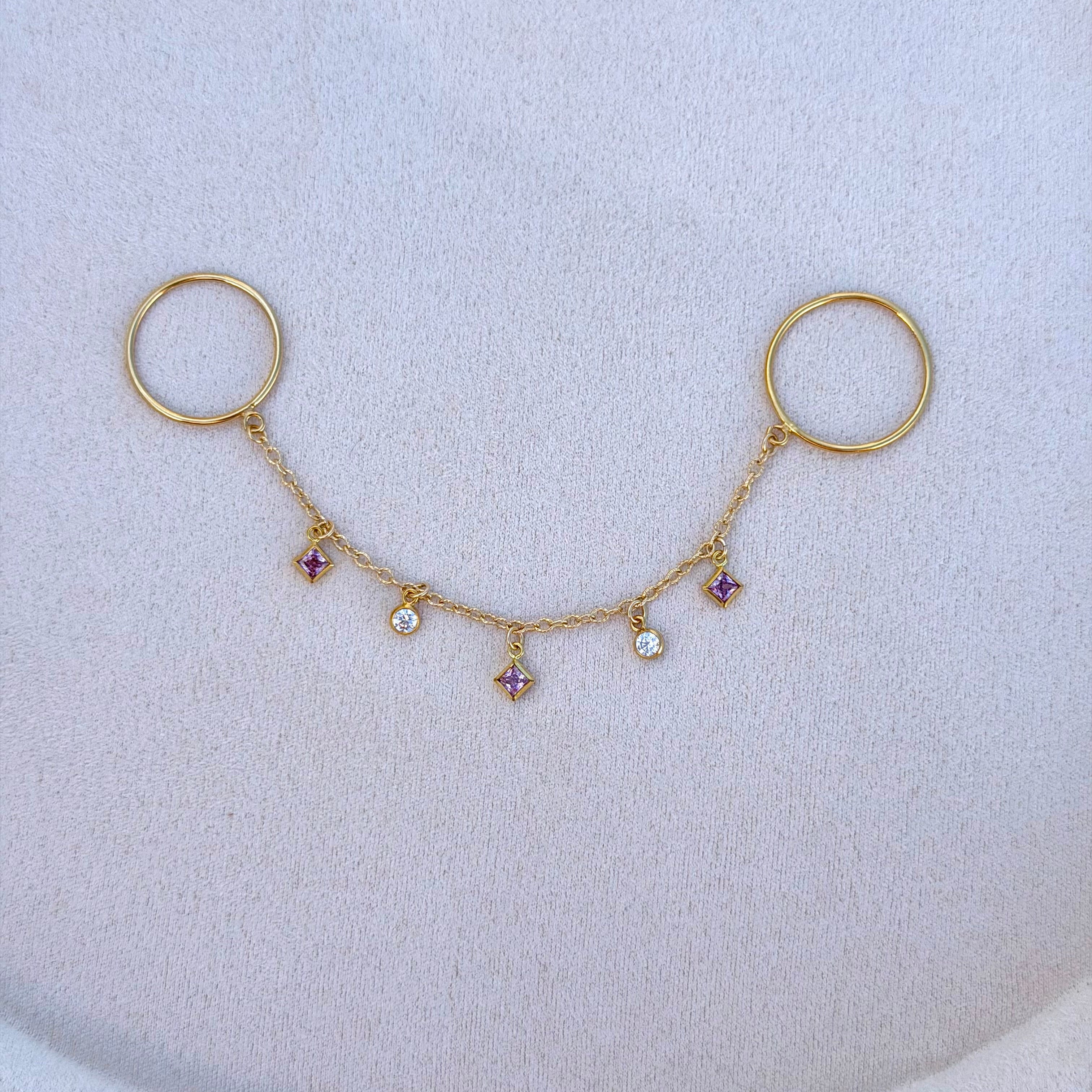 14k Gold-Filled Pink Finger Chain