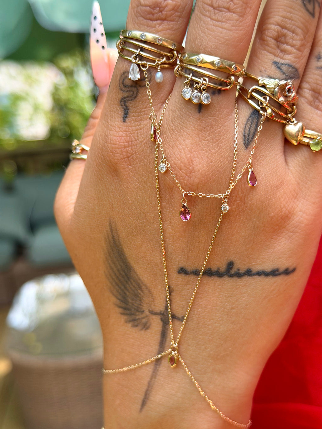 Gemstone Finger Chain