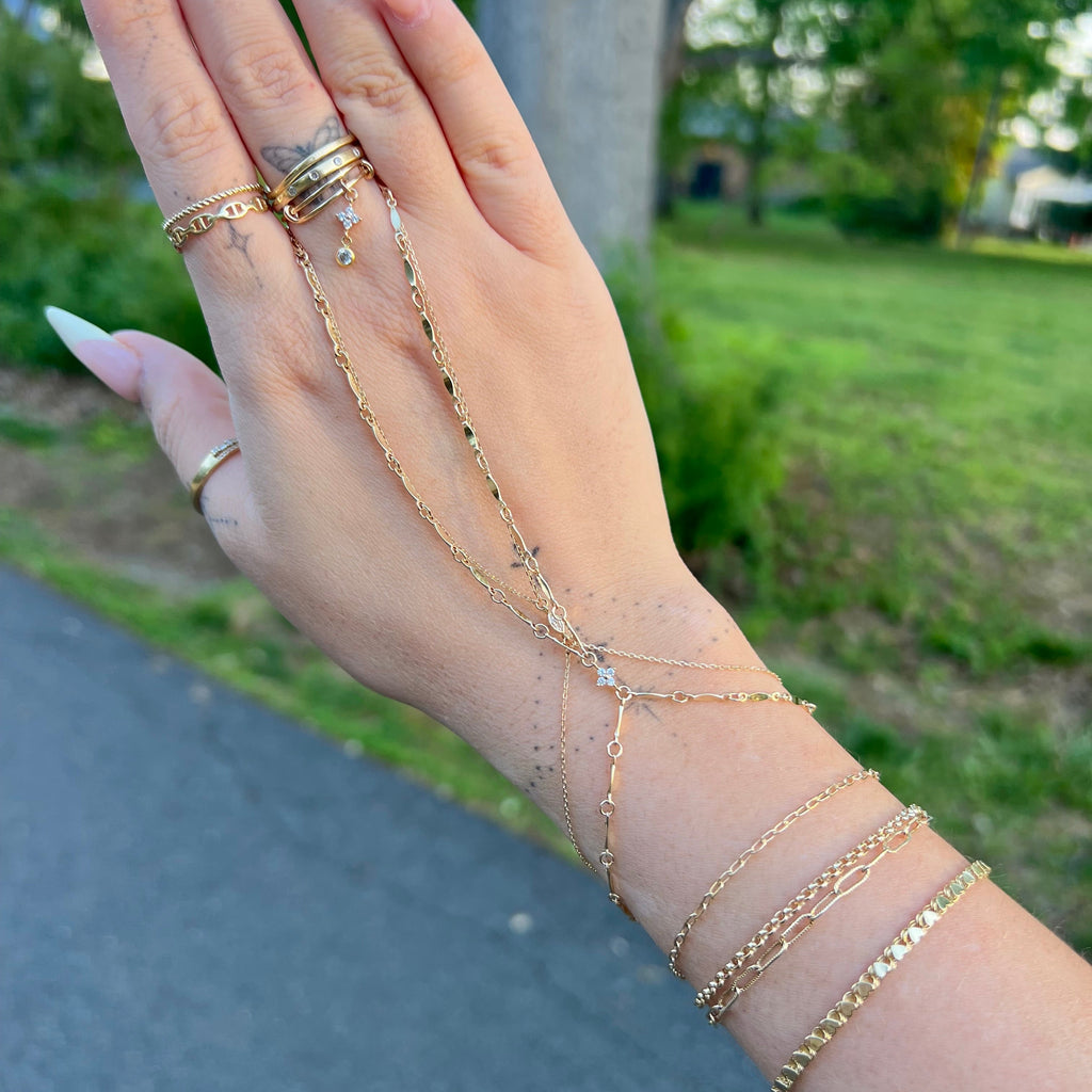 14k Gold-Filled Dapped Bar Handchain