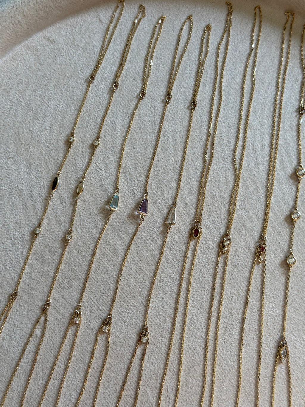 14k Gold Baguette Gemstone Handchain