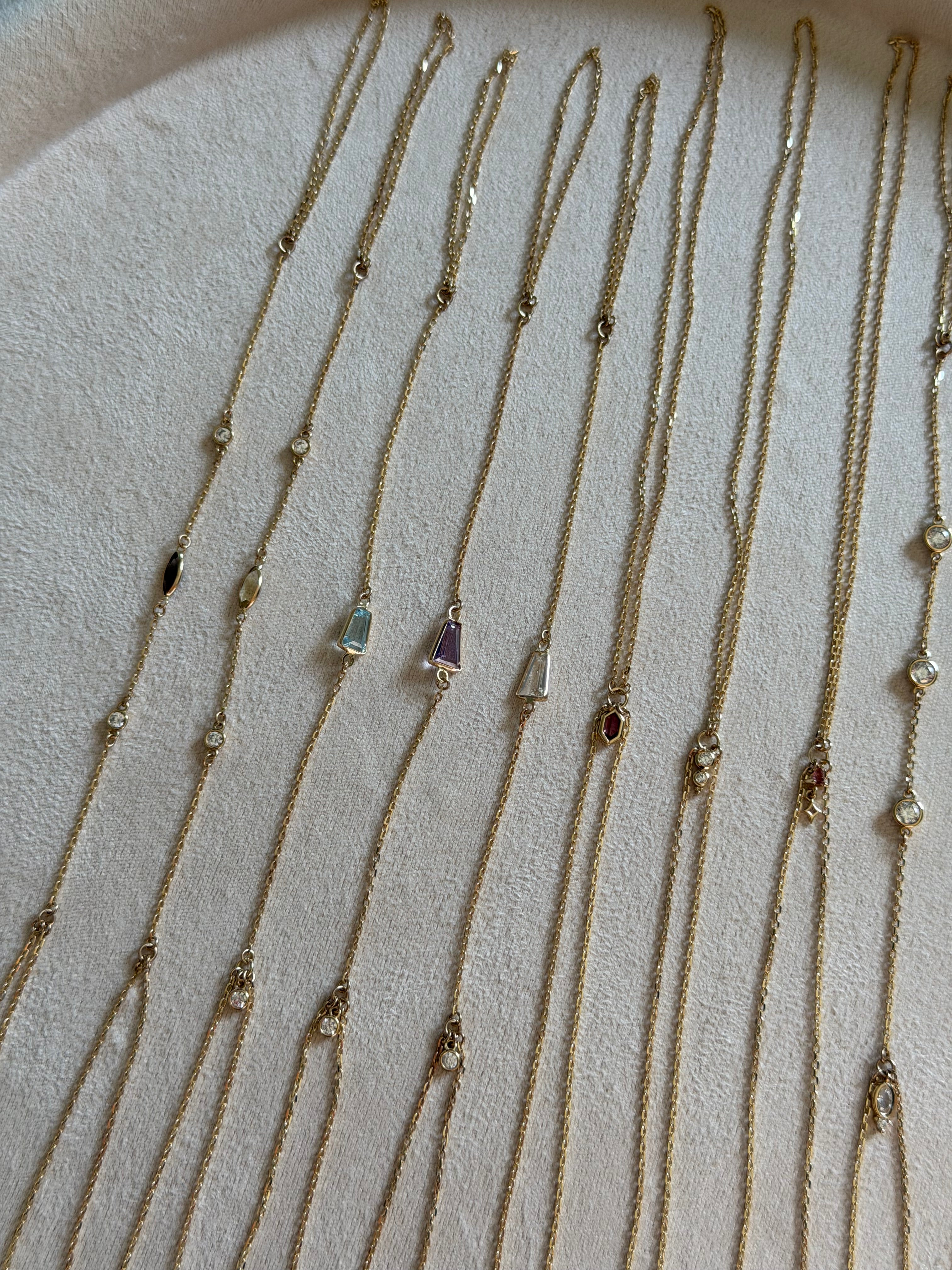14k Gold Baguette Gemstone Handchain