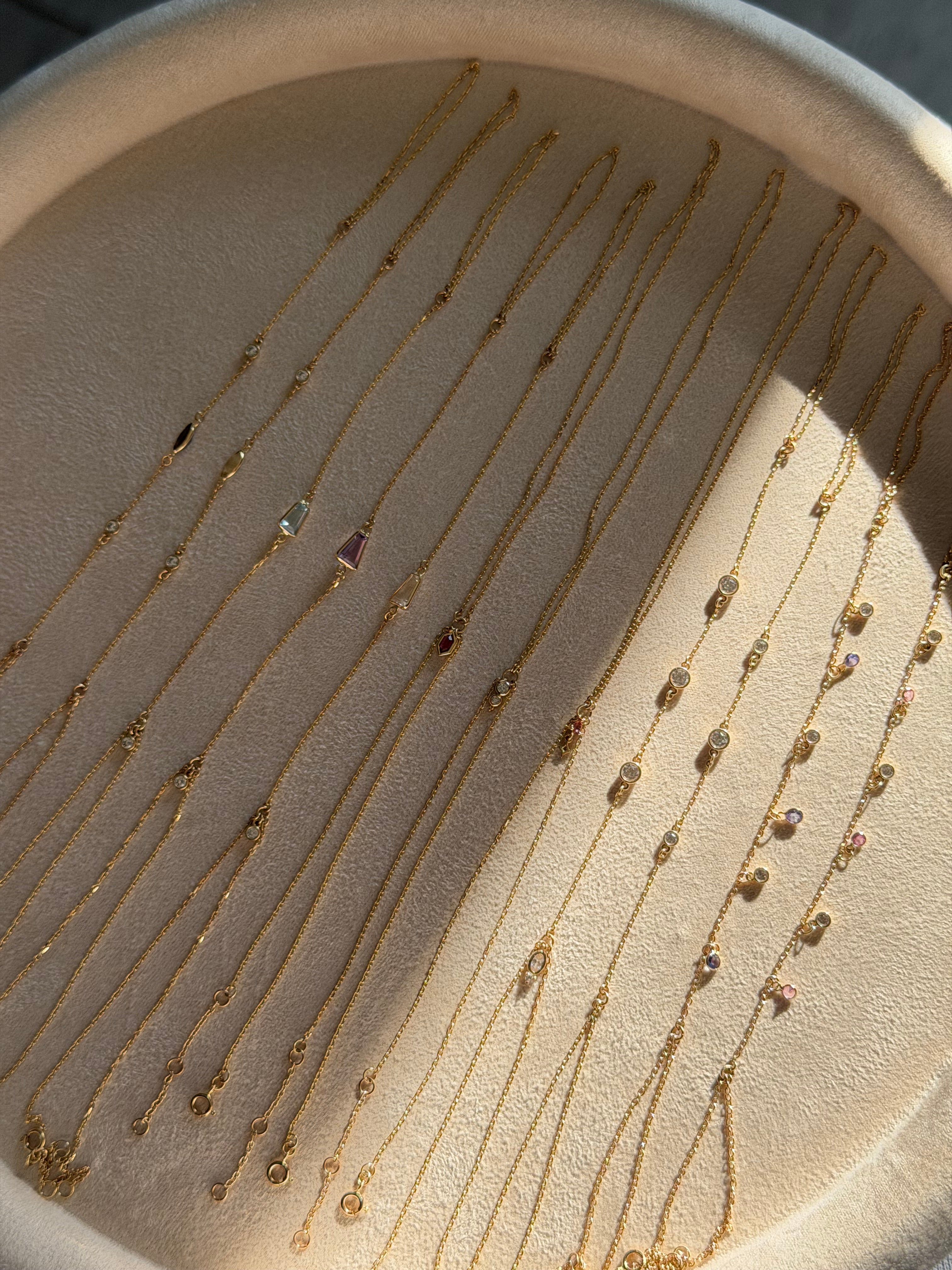 14k Gold Baguette Gemstone Handchain