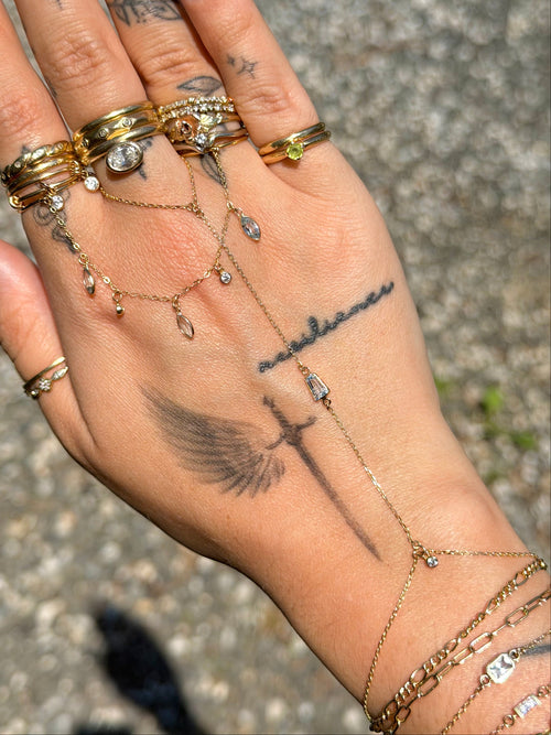 14k Gold Baguette Gemstone Handchain