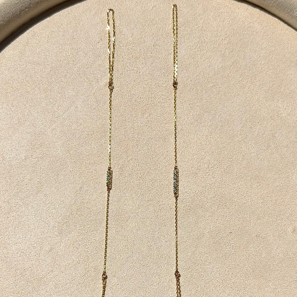 14k Gold Lab-Grown Diamond Handchain with 3-Stone or 5-Stone Link