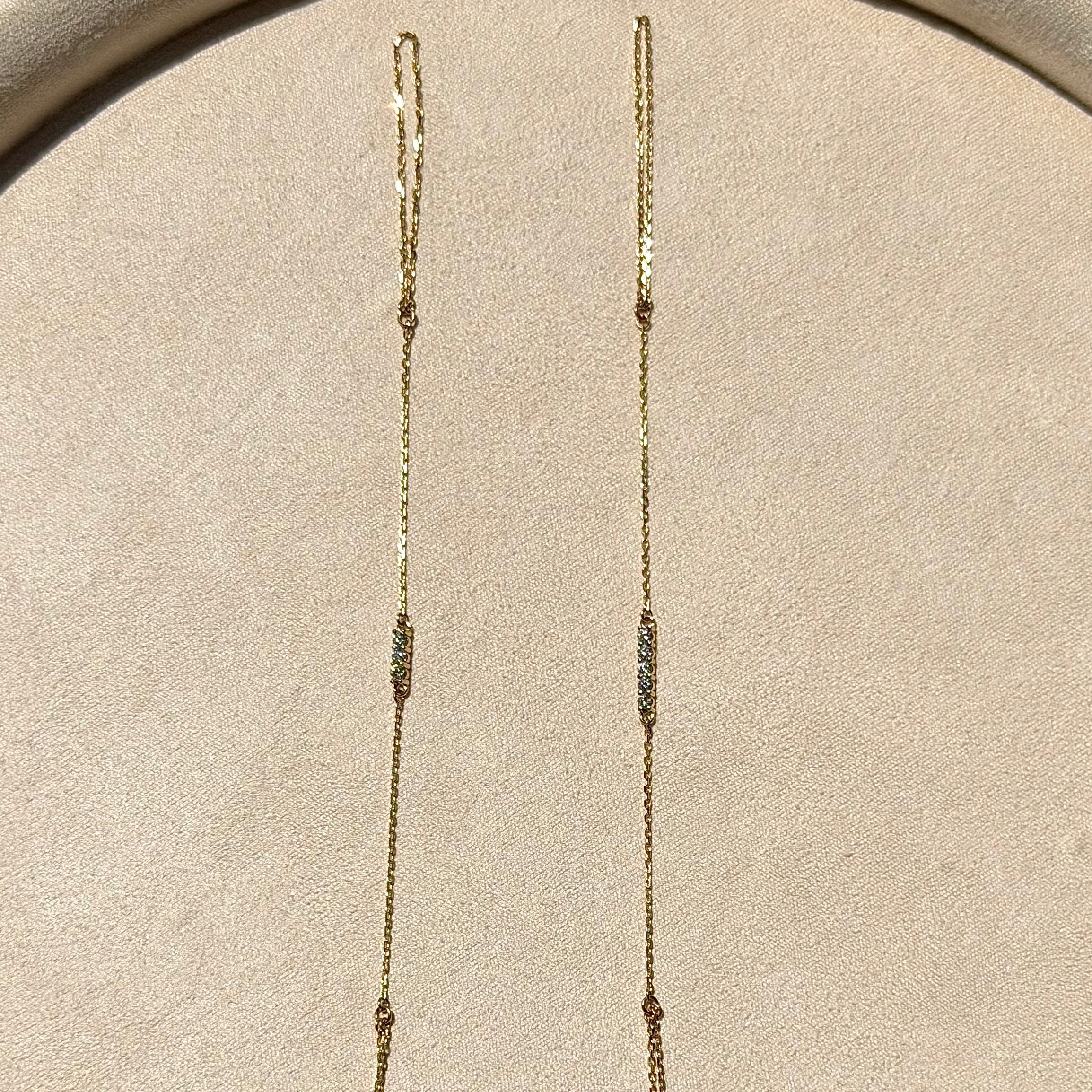 14k Gold Lab-Grown Diamond Handchain with 3-Stone or 5-Stone Link