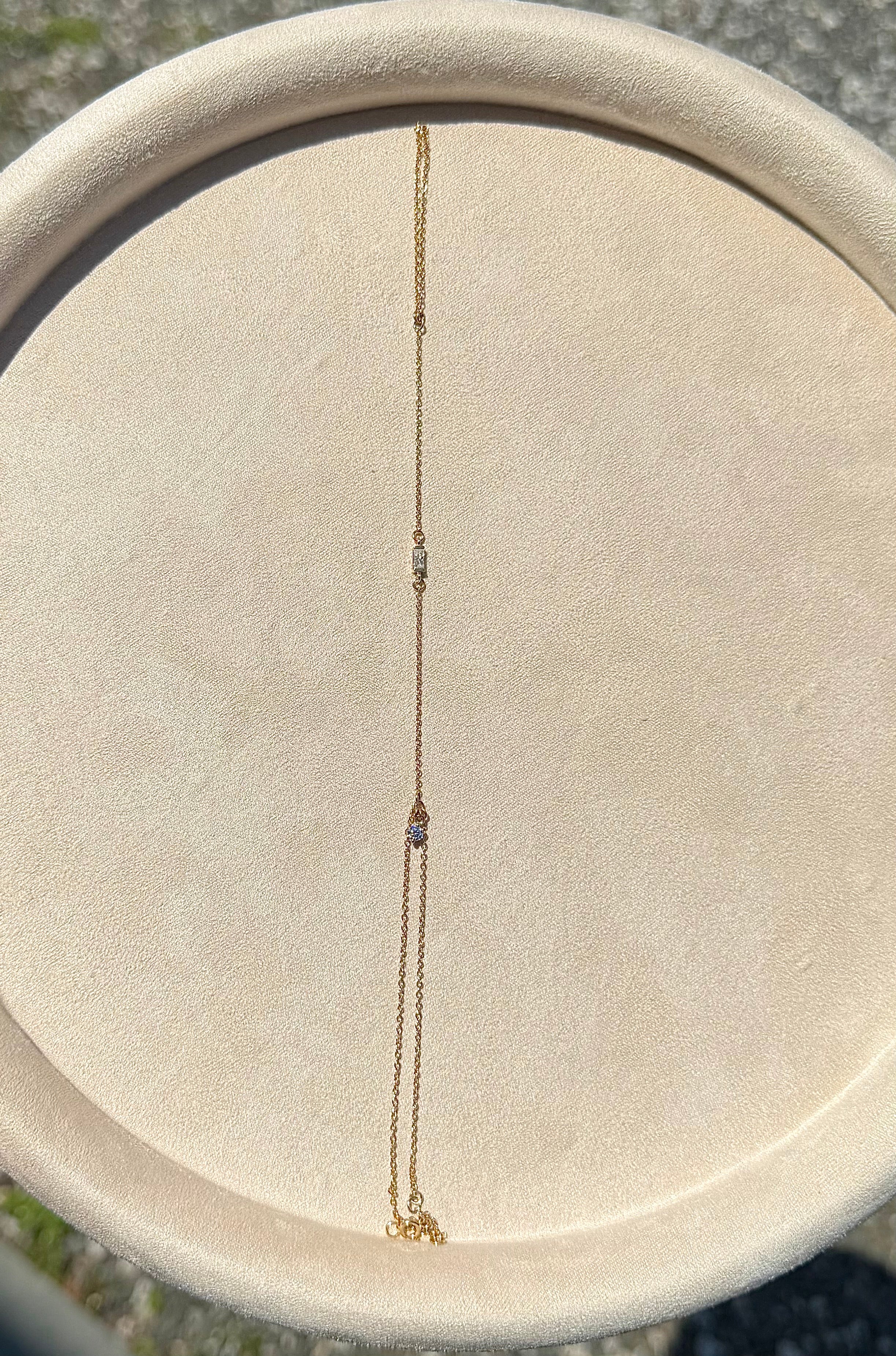 14k Gold Lab-Grown Moissanite Baguette Handchain