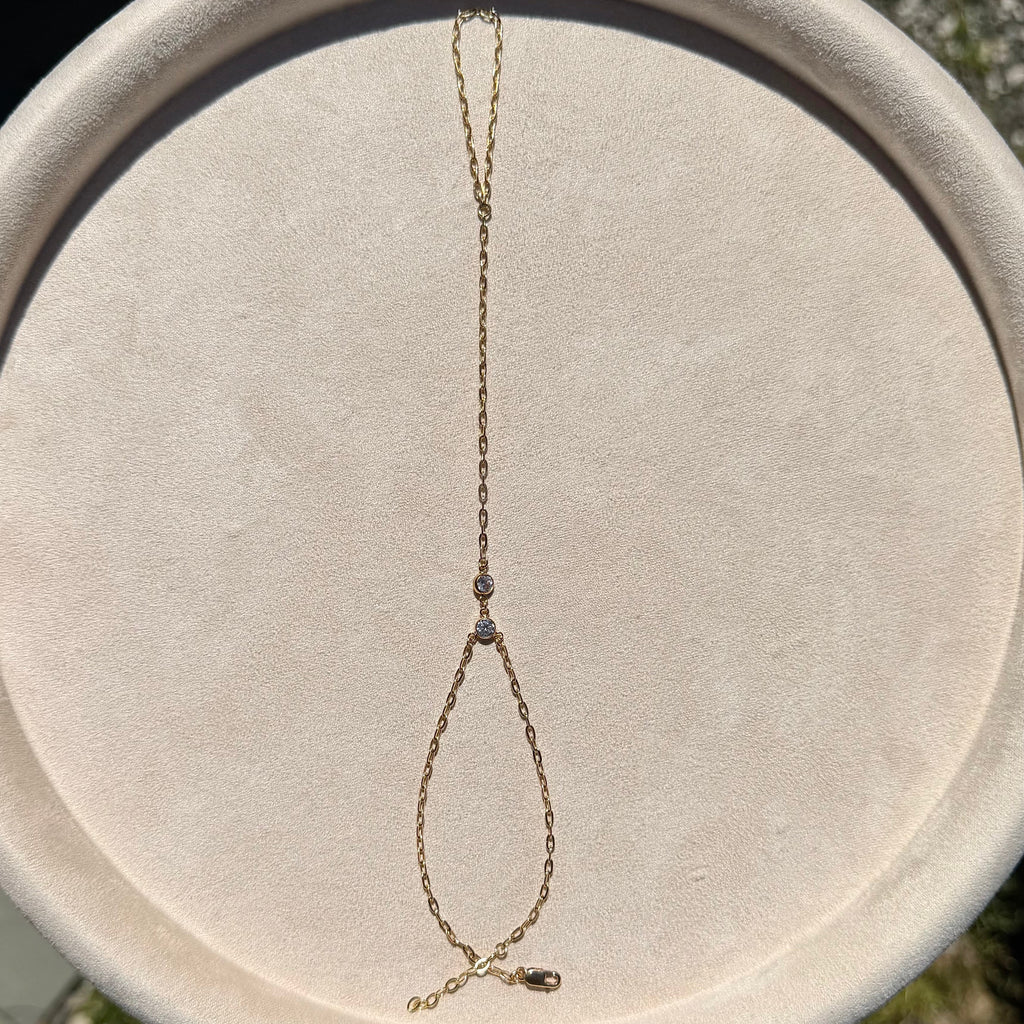 14k Gold-Filled Double CZ Handchain