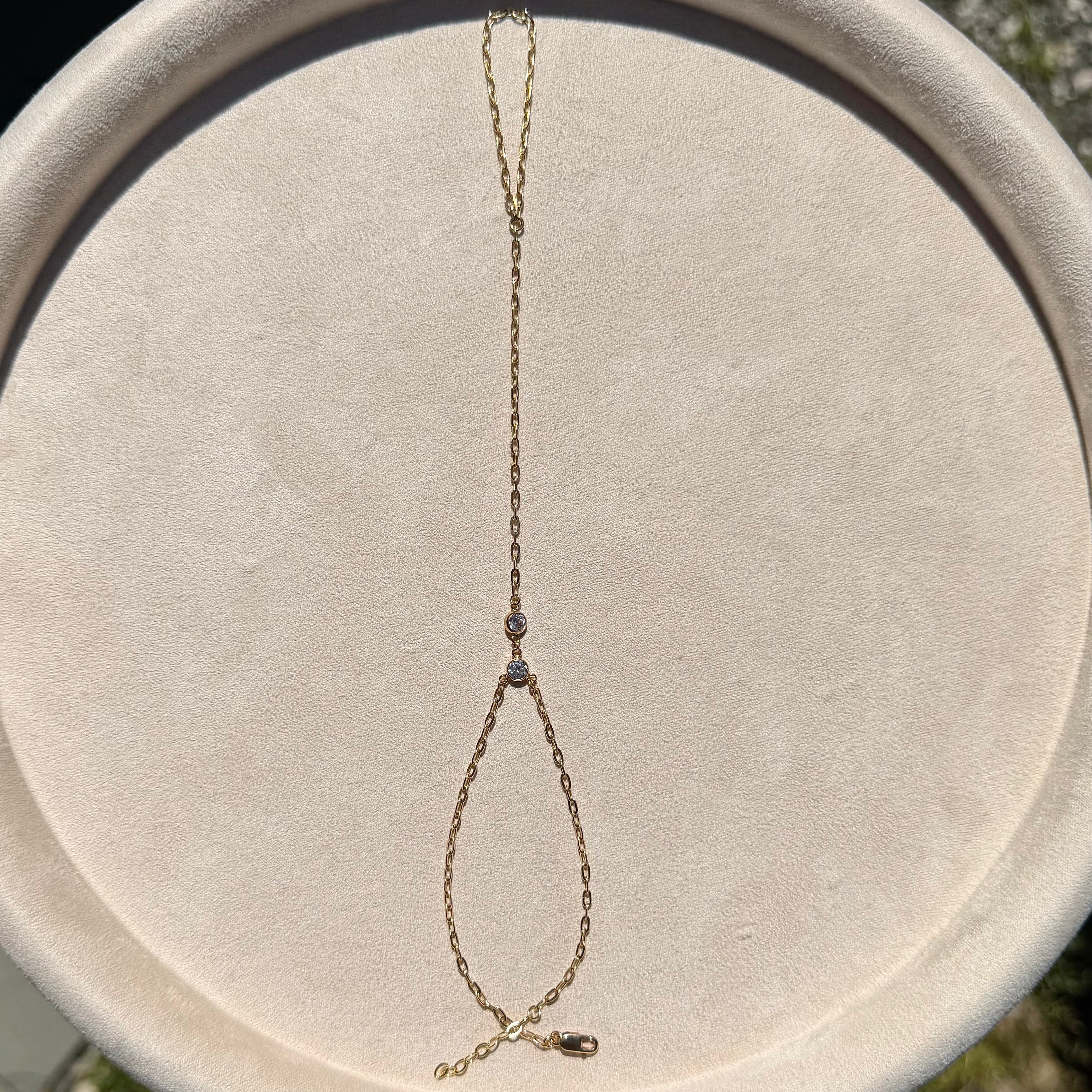 14k Gold-Filled Double CZ Handchain