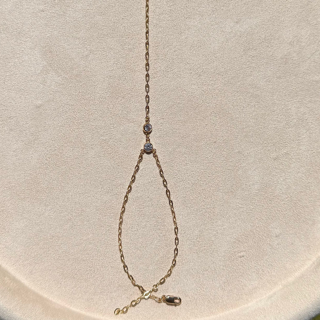 14k Gold-Filled Double CZ Handchain