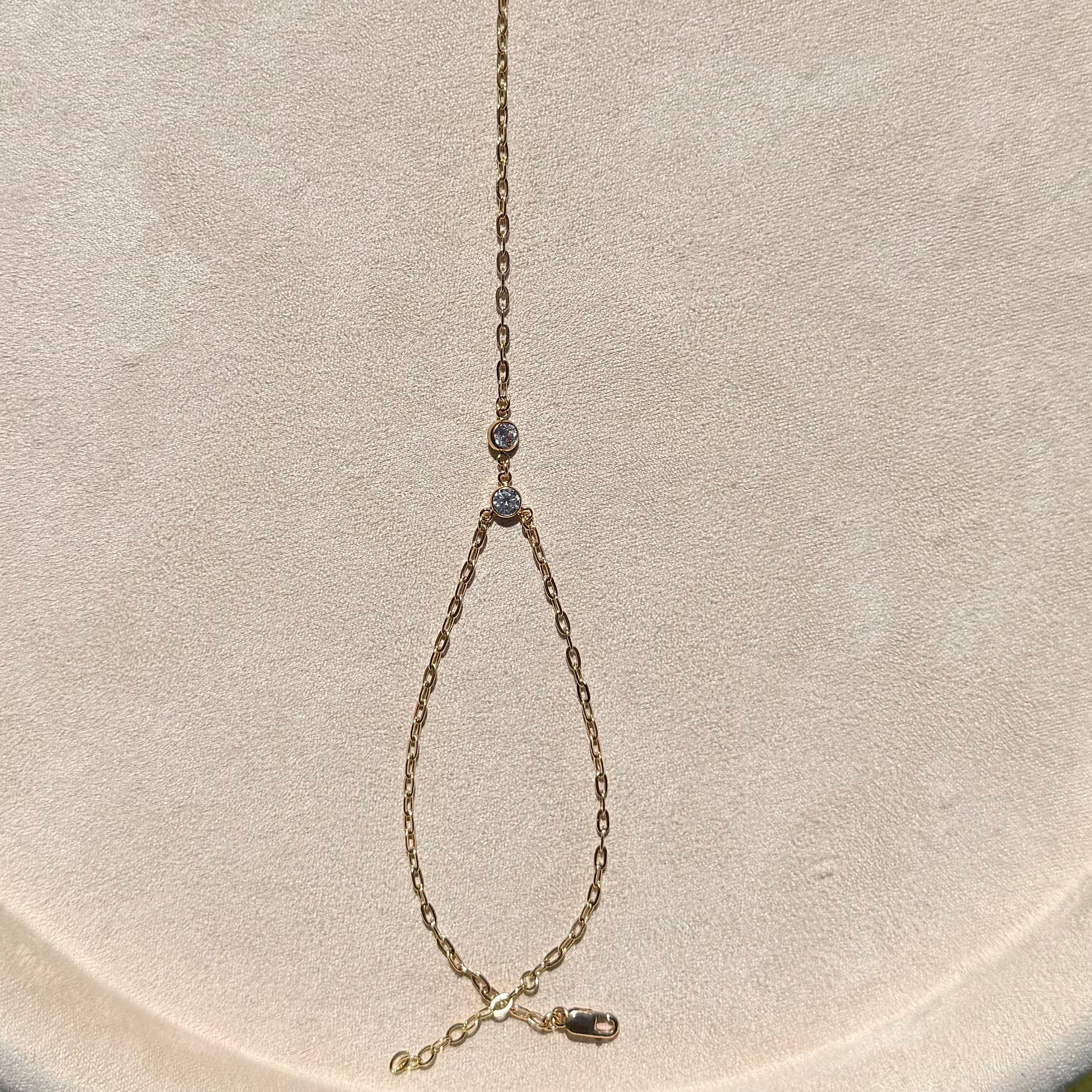 14k Gold-Filled Double CZ Handchain