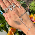 Sterling Silver Plumeria Handchain