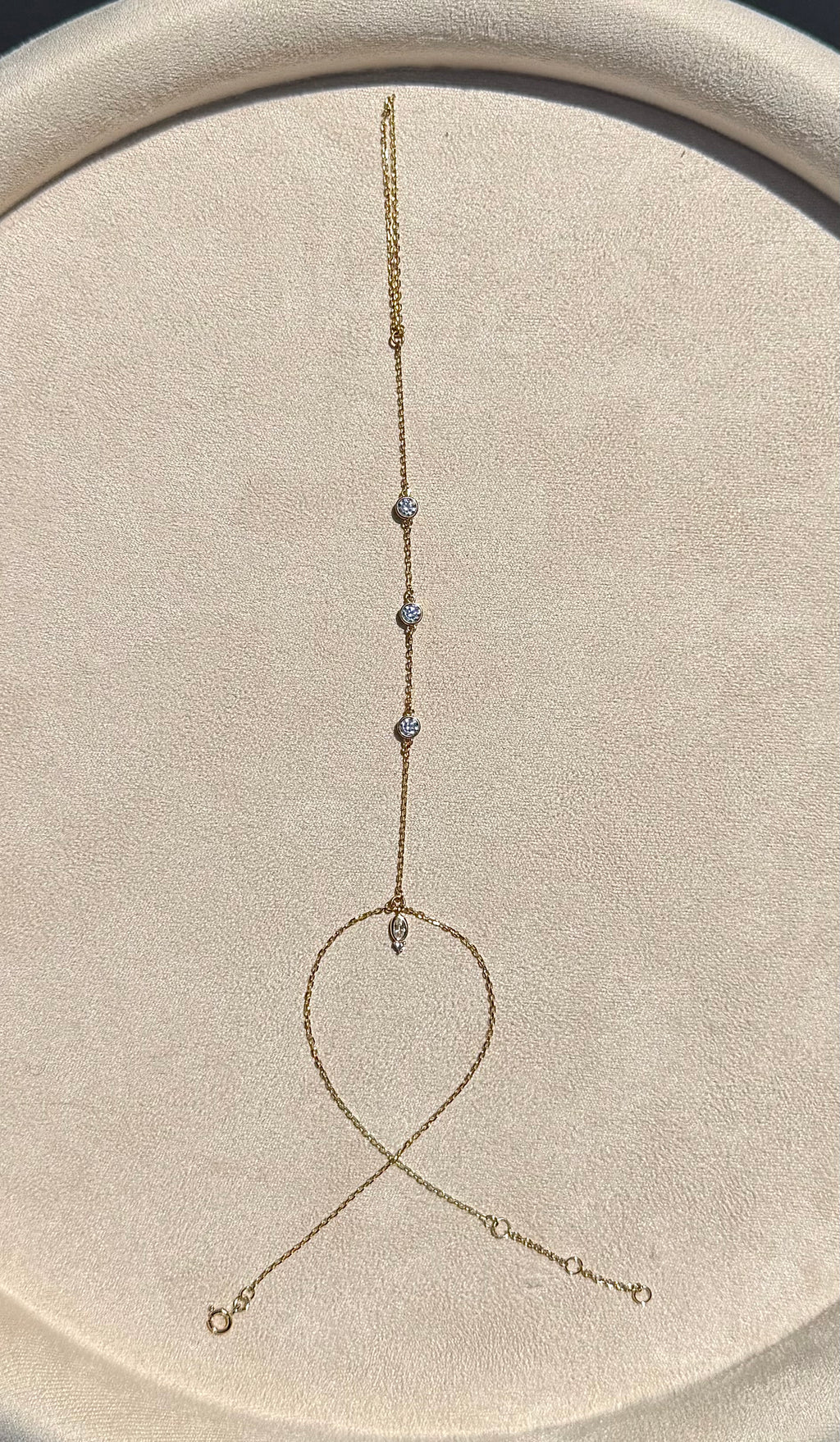 14k Gold Triple CZ Handchain