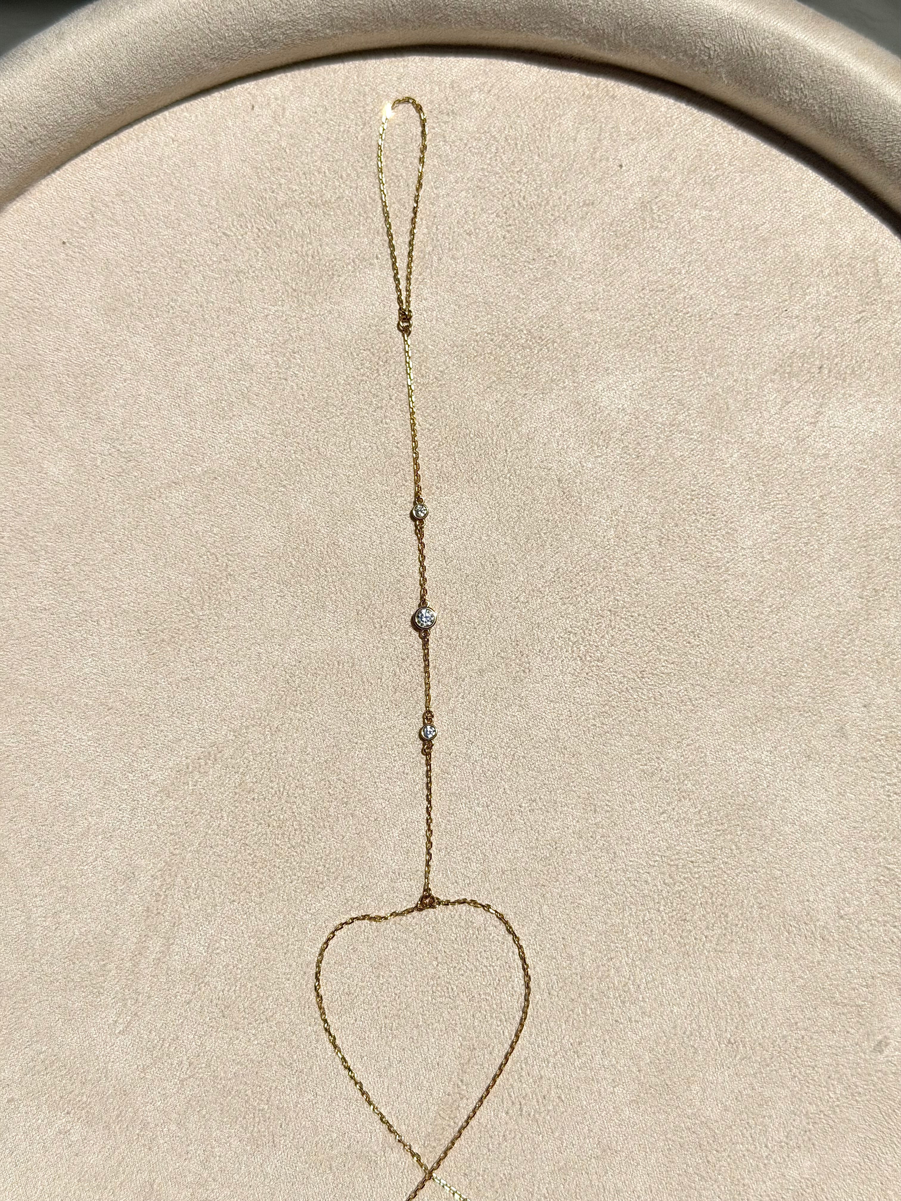 14k Gold Mixed Size Triple CZ Handchain