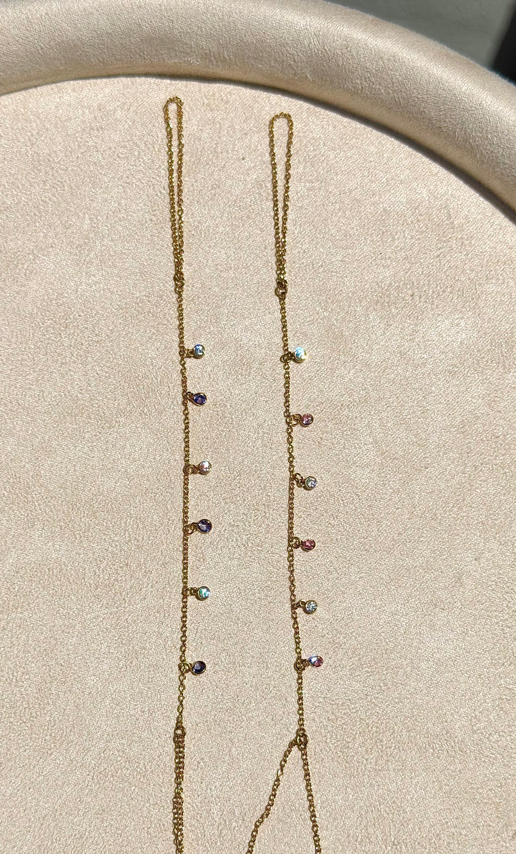 14k Gold Gemstone Dangle Handchain