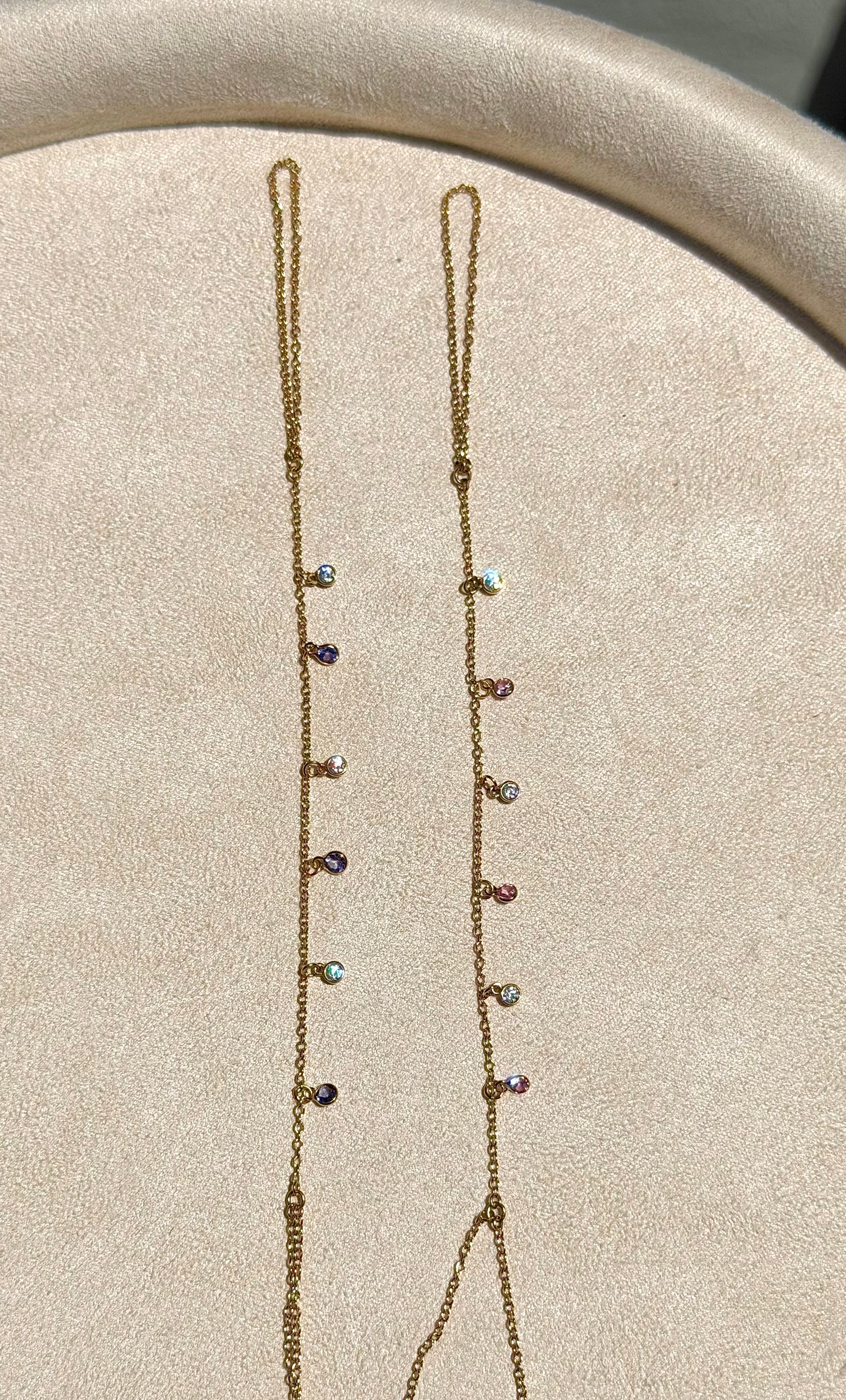 14k Gold Gemstone Dangle Handchain
