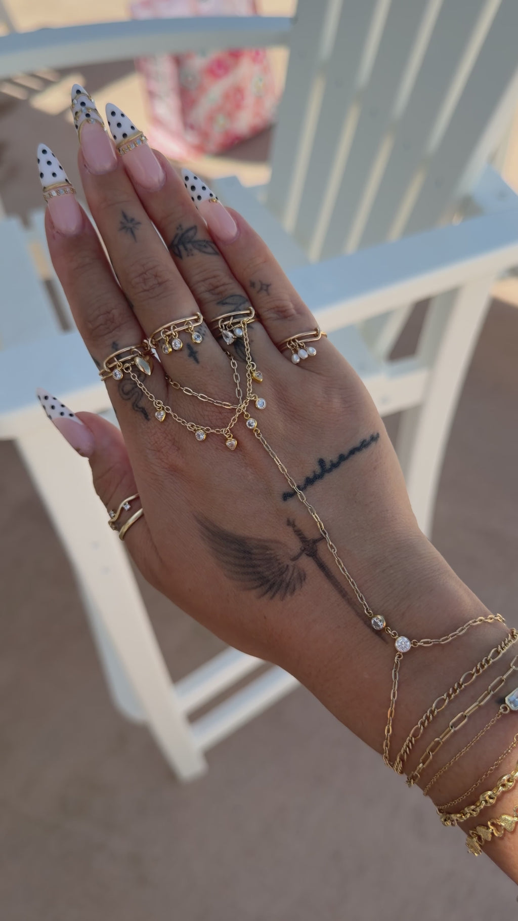 14k Gold-Filled Double CZ Handchain