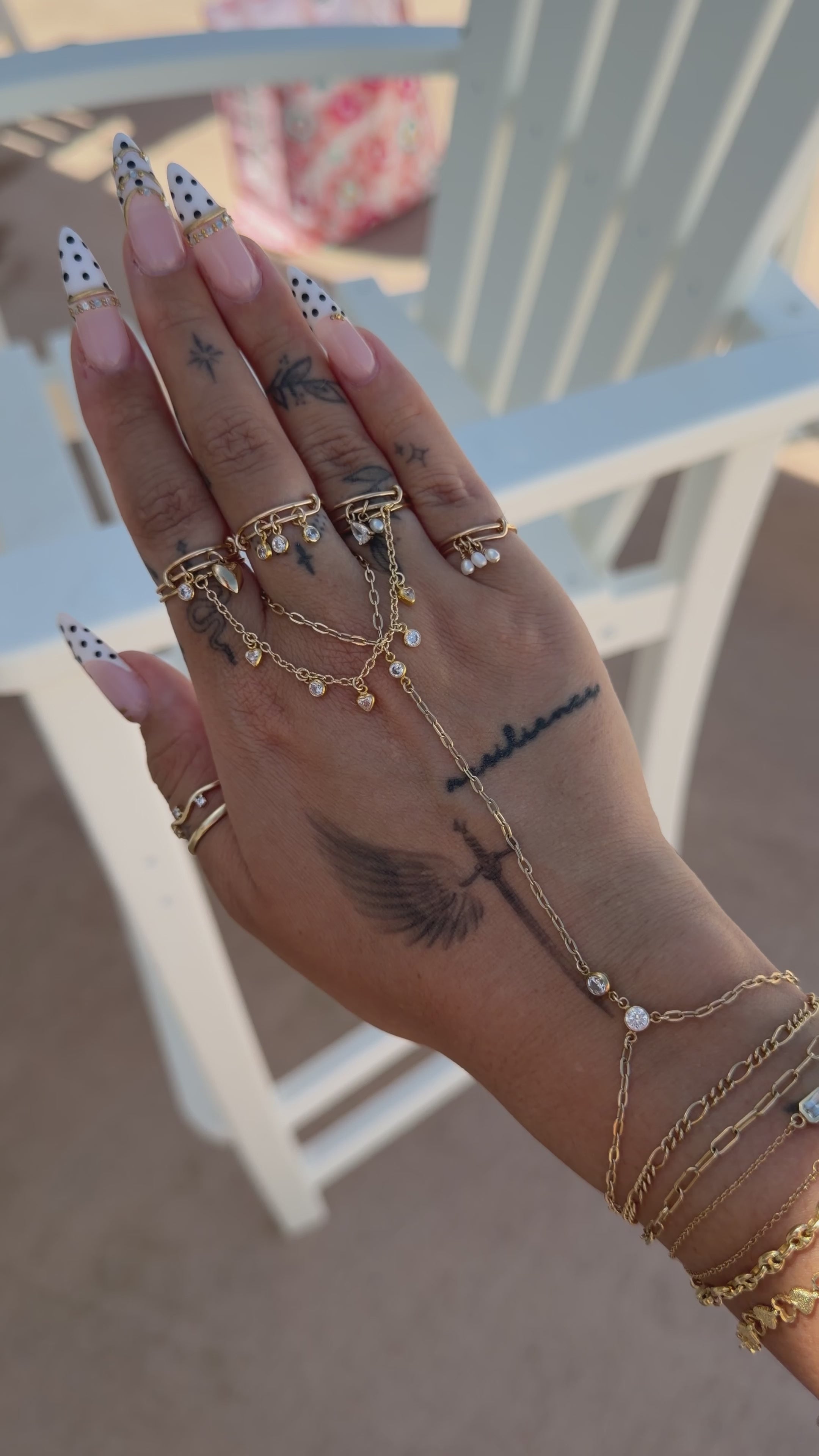 14k Gold-Filled Double CZ Handchain