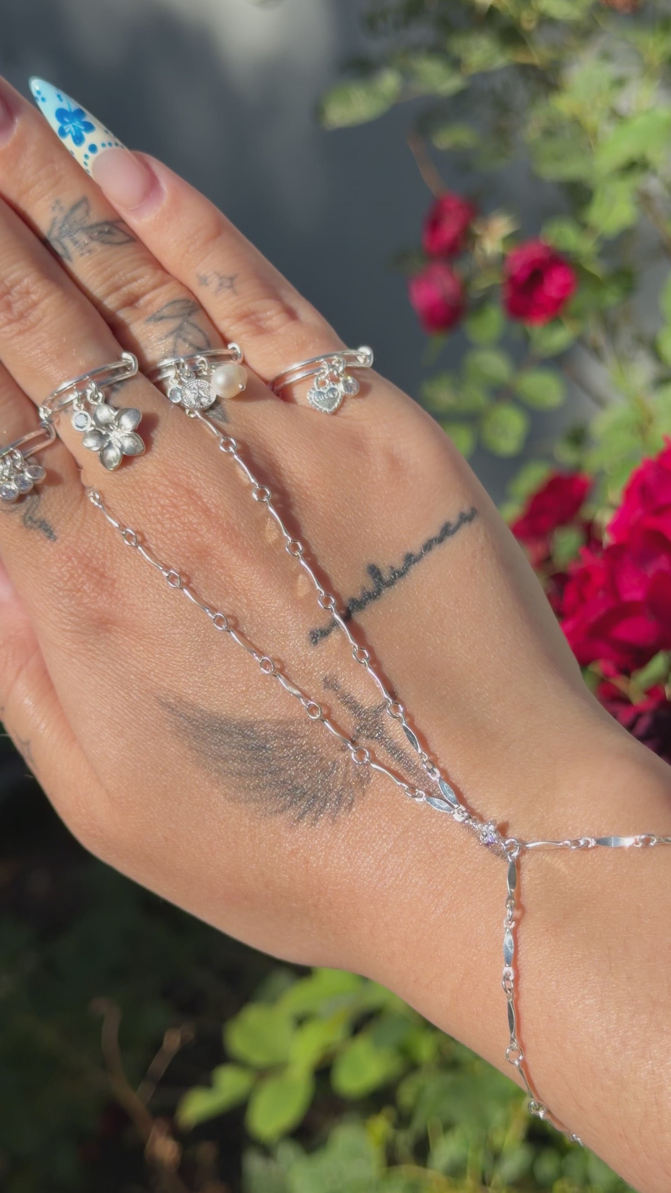 Sterling Silver Dapped Bar Handchain