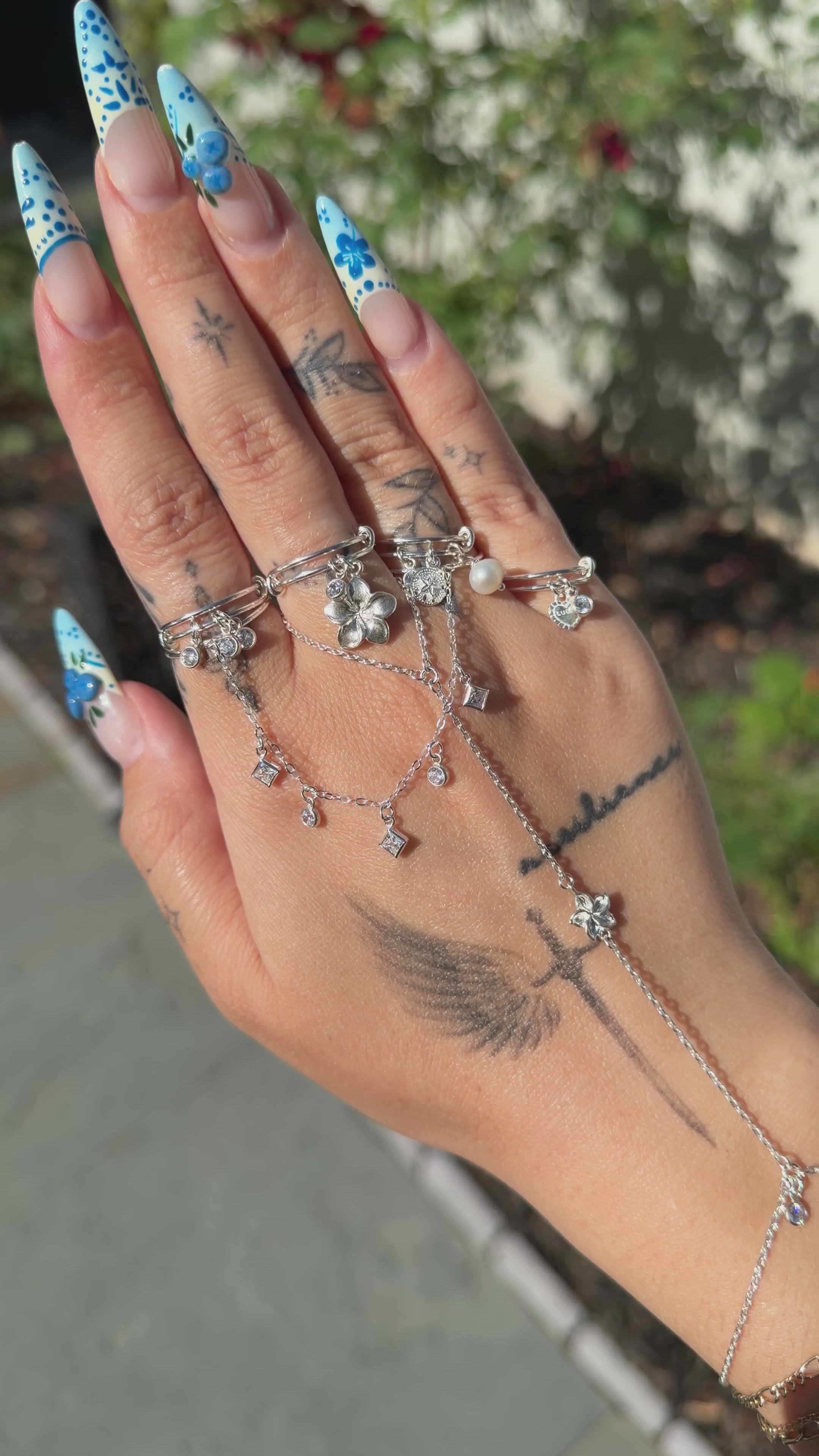 Sterling Silver CZ Finger Chain