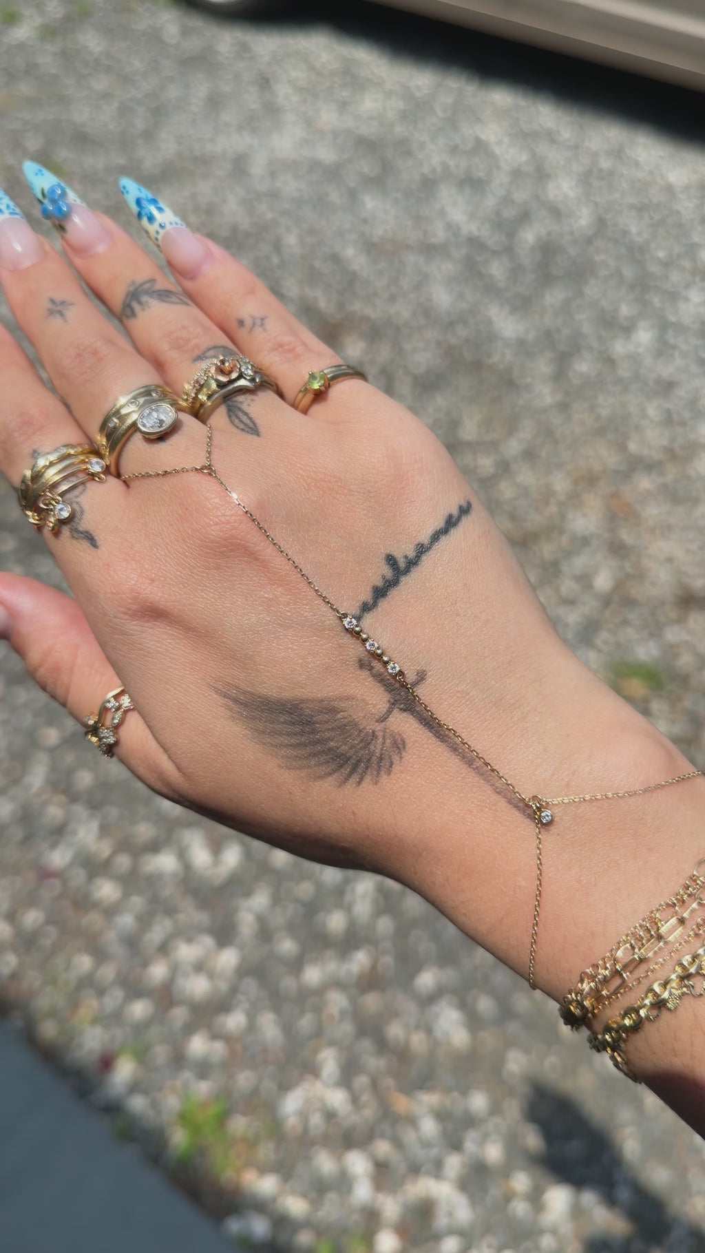 14k Gold Lab-Grown Diamond Bar Handchain