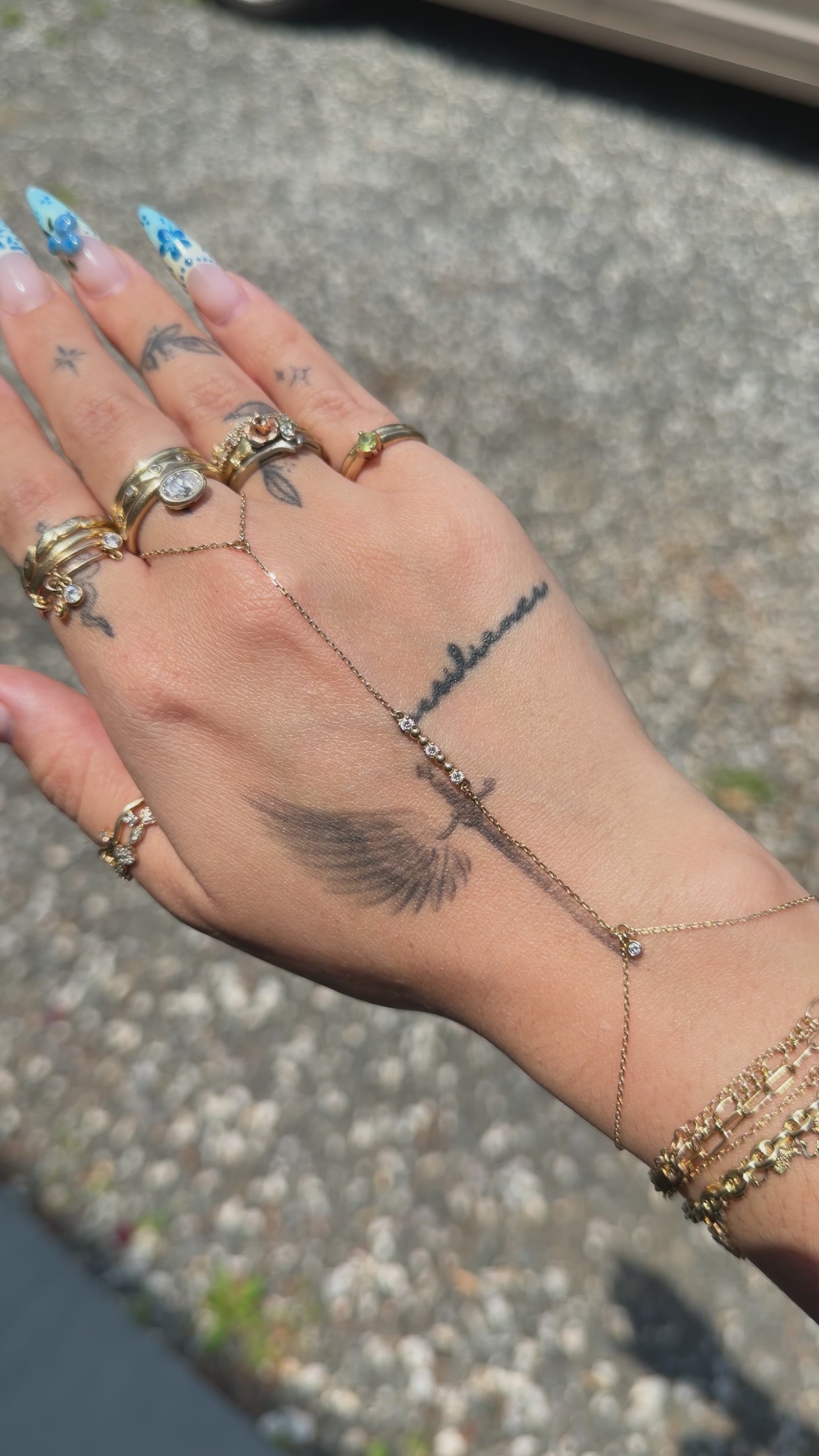 14k Gold Lab-Grown Diamond Bar Handchain
