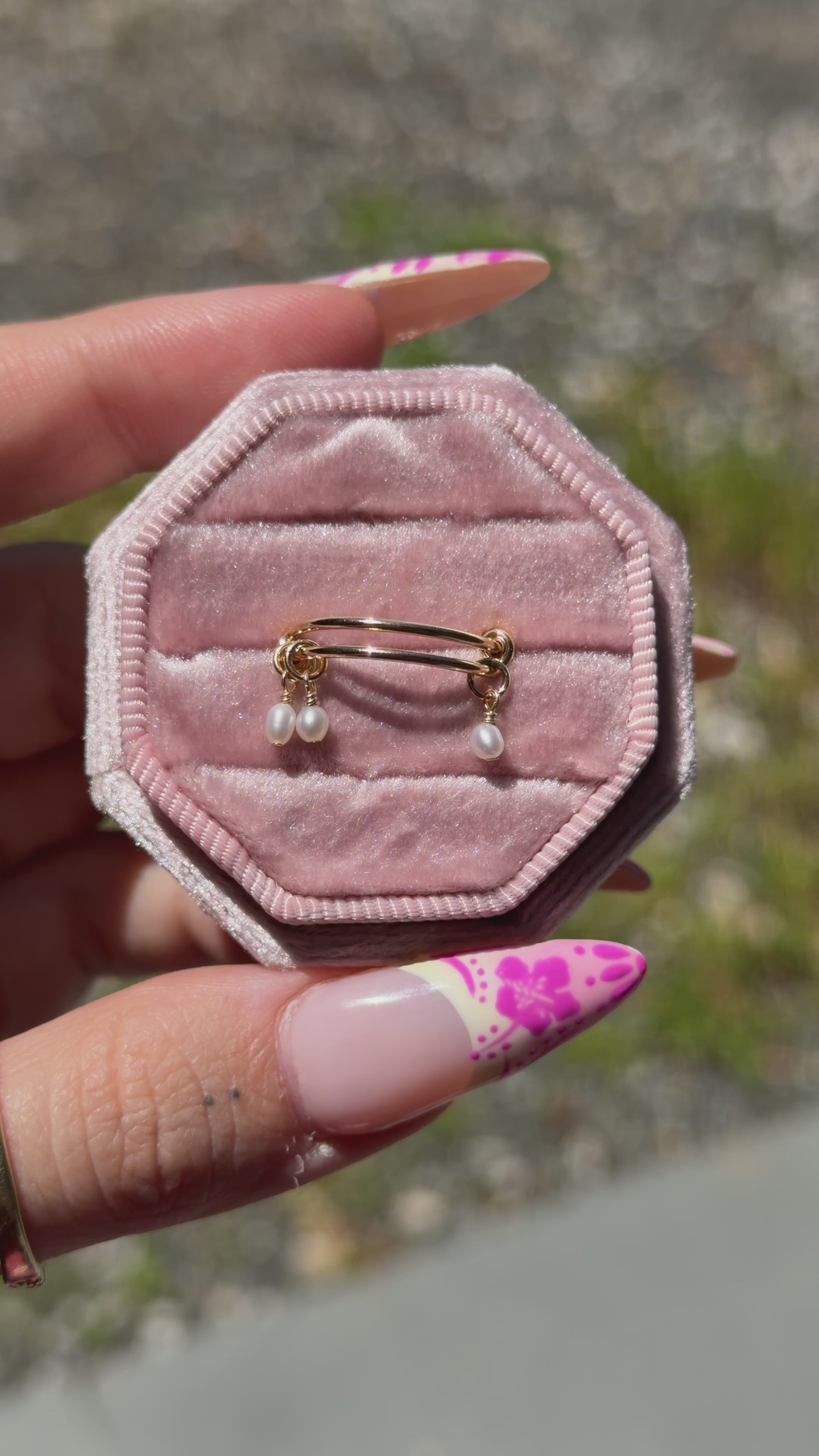 Triple Mini Freshwater Pearl Adjustable Ring - 14k Gold-Filled