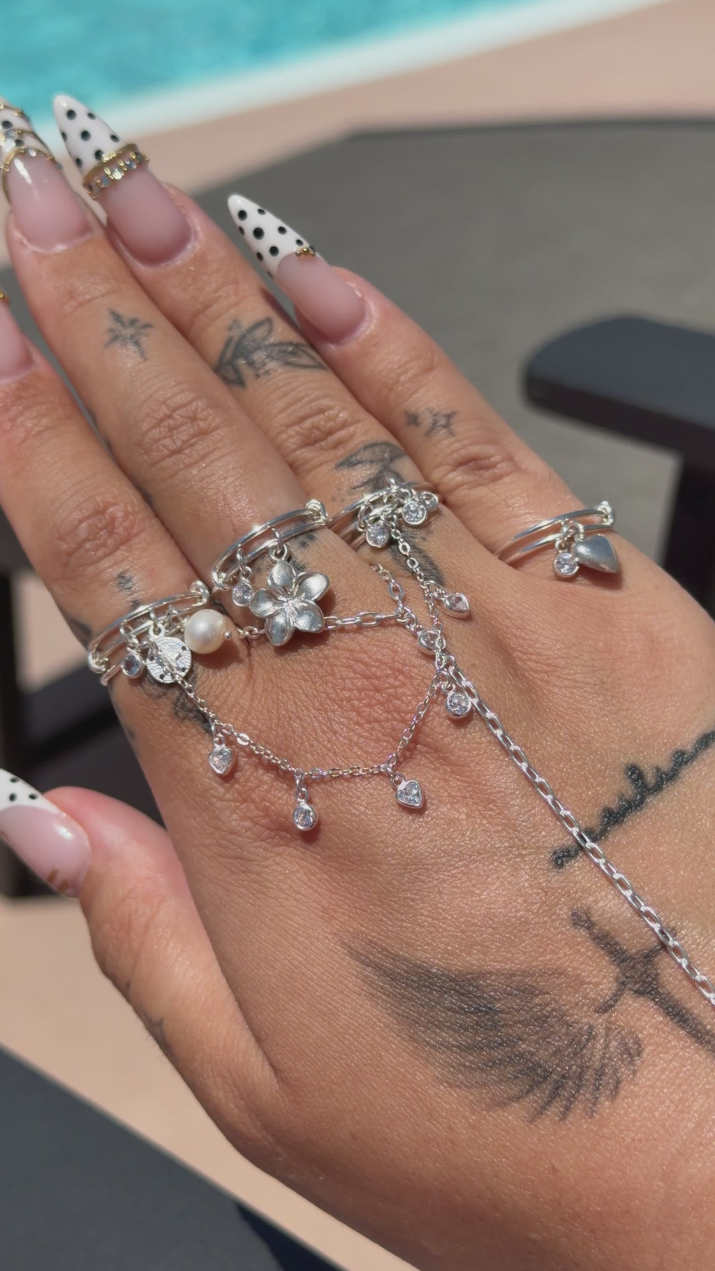 Sterling Silver Heart Finger Chain