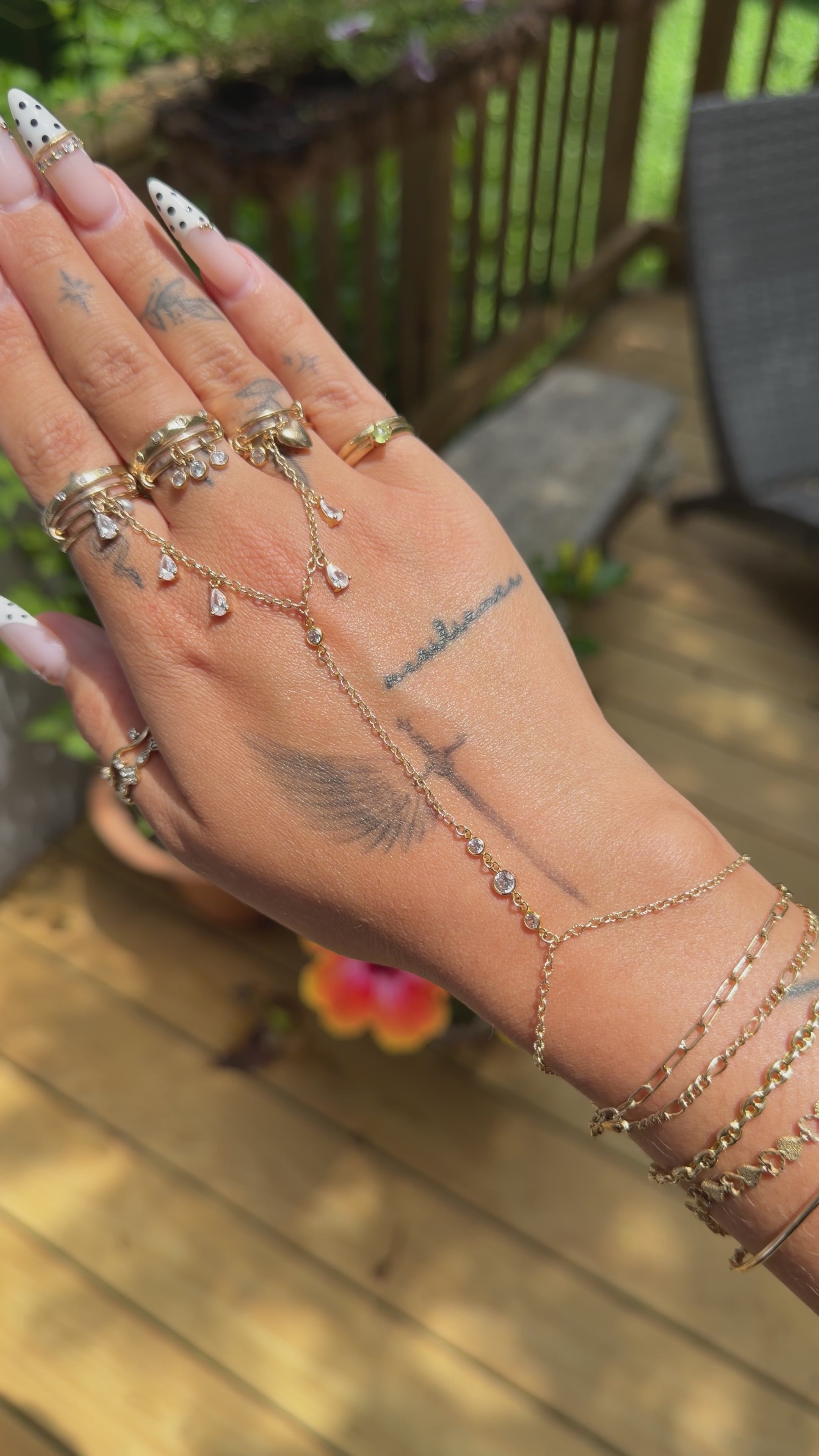 14k Gold-Filled Dual Ring Handchain