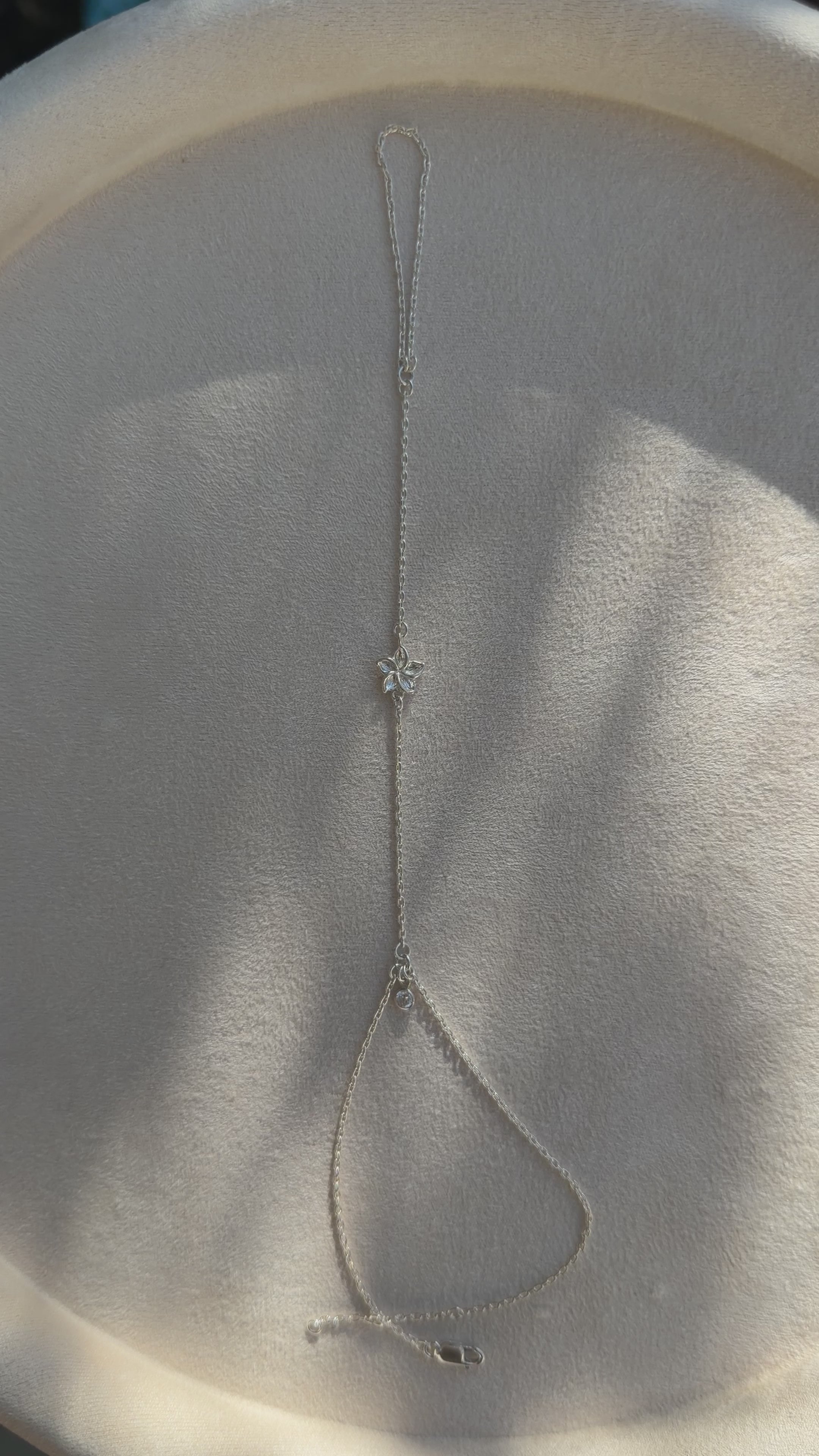 Sterling Silver Plumeria Handchain