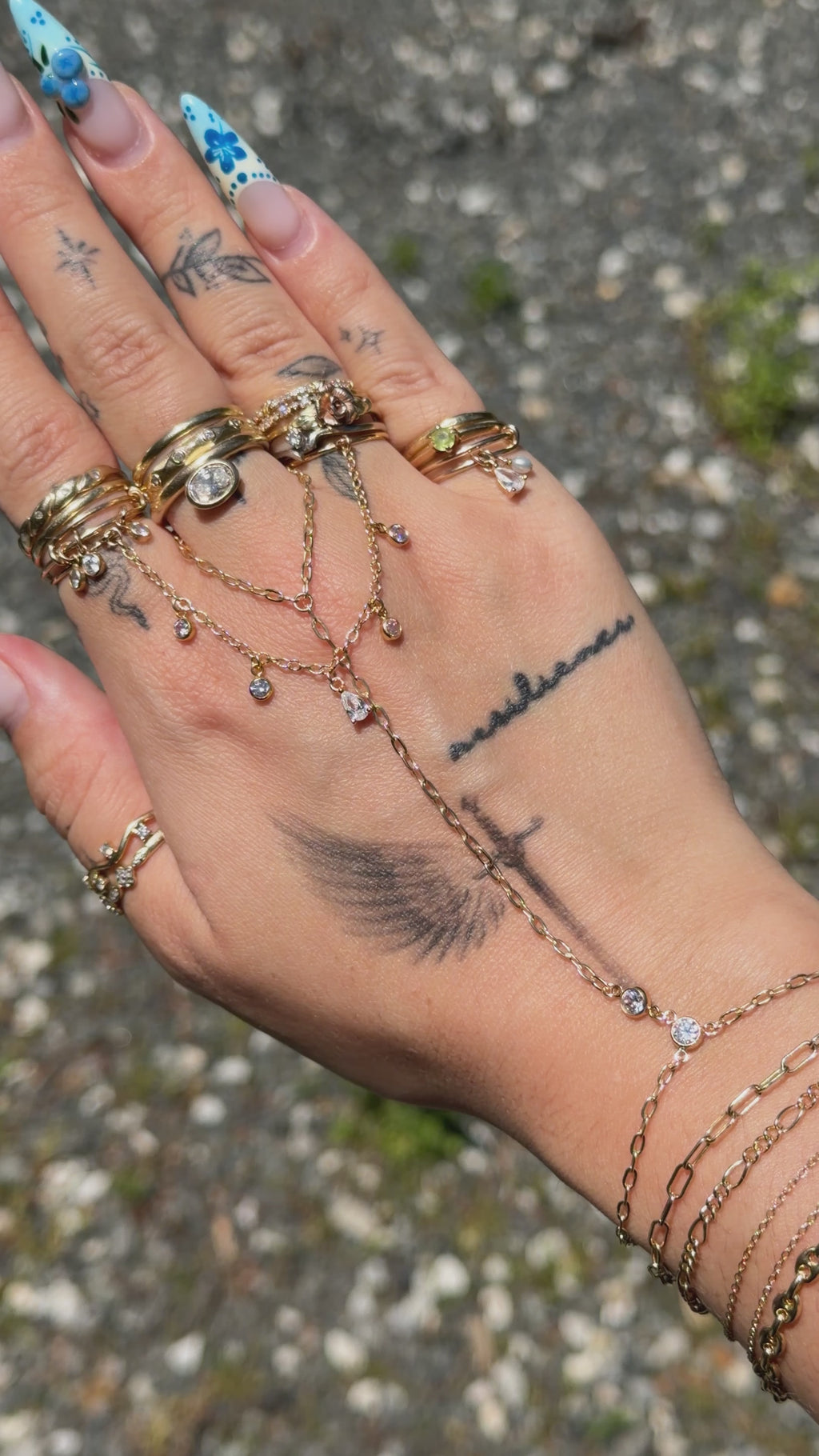 14k Gold-Filled Double CZ Handchain